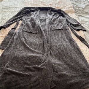 Women's Barefoot Dream CozyChic Light Long Robe in Charcoal XS